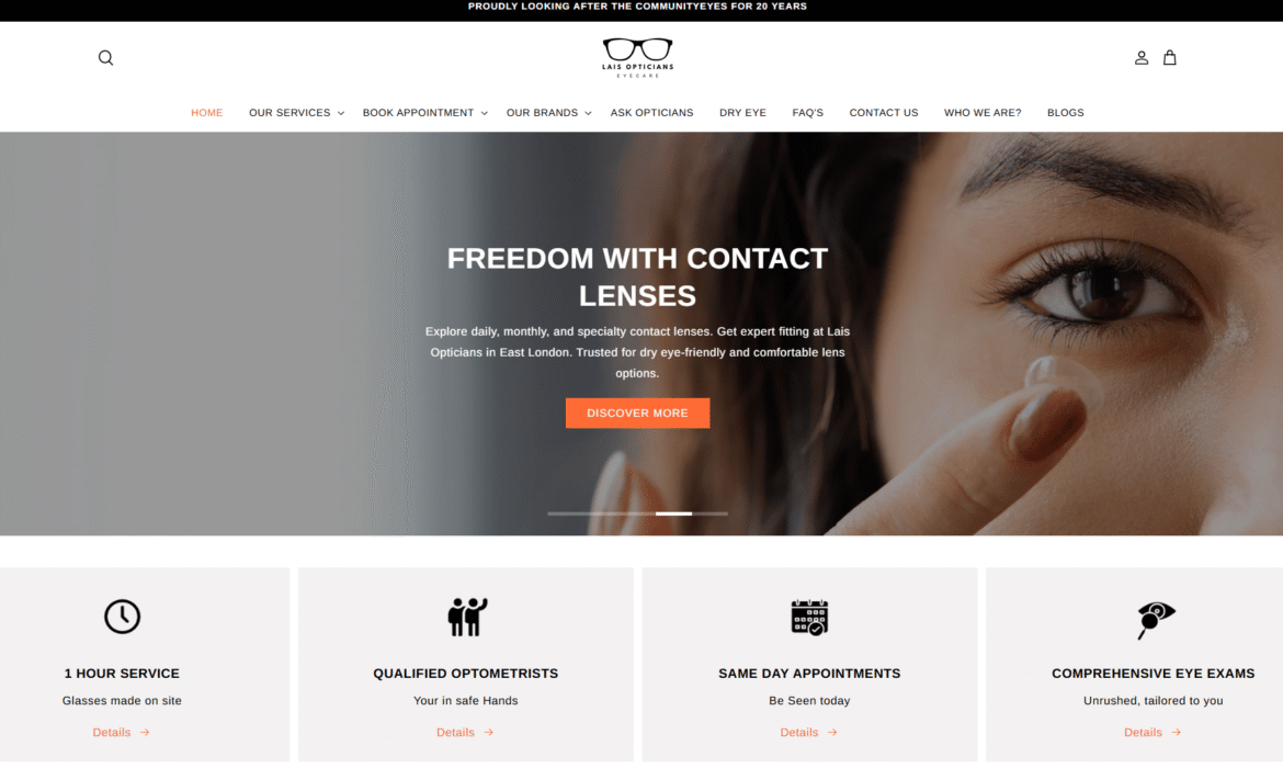 Lais Optician Web Design